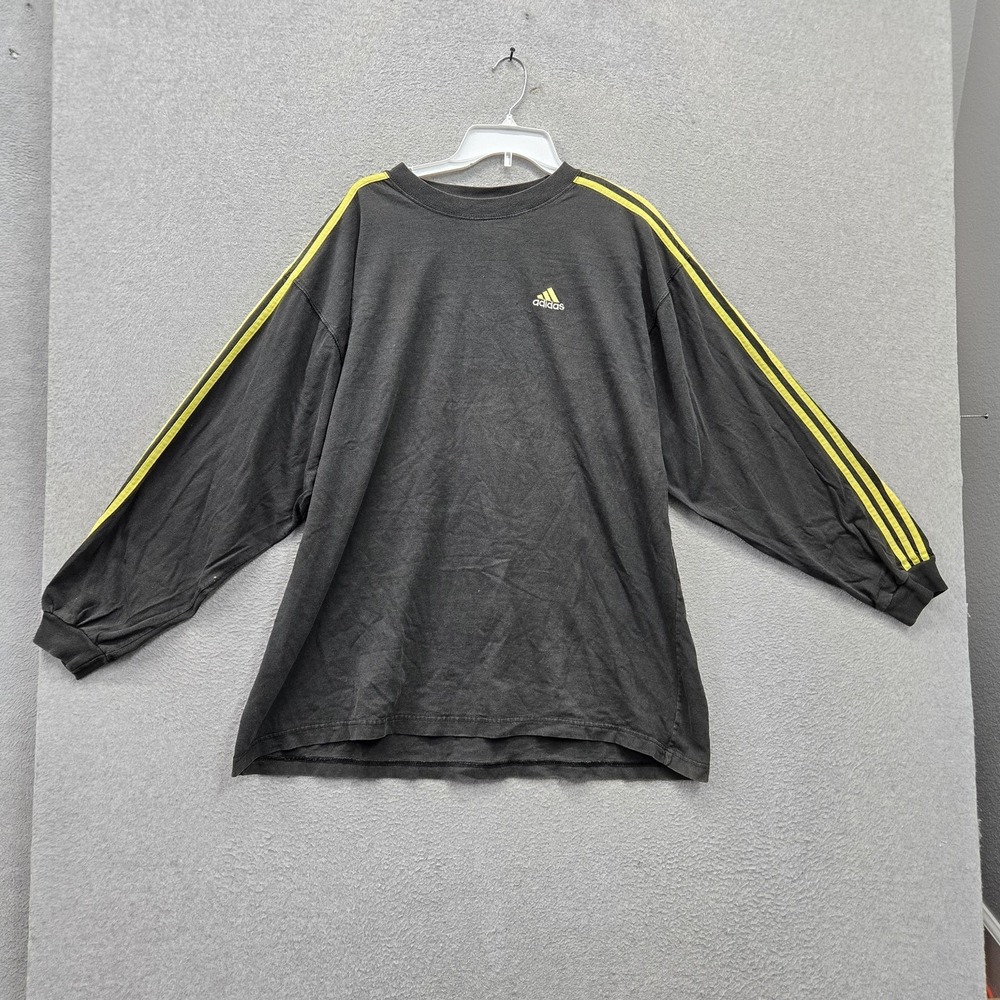 Adidas Men Shirt XXL Black Embroidered Logo Activewear Long Sleeve READ